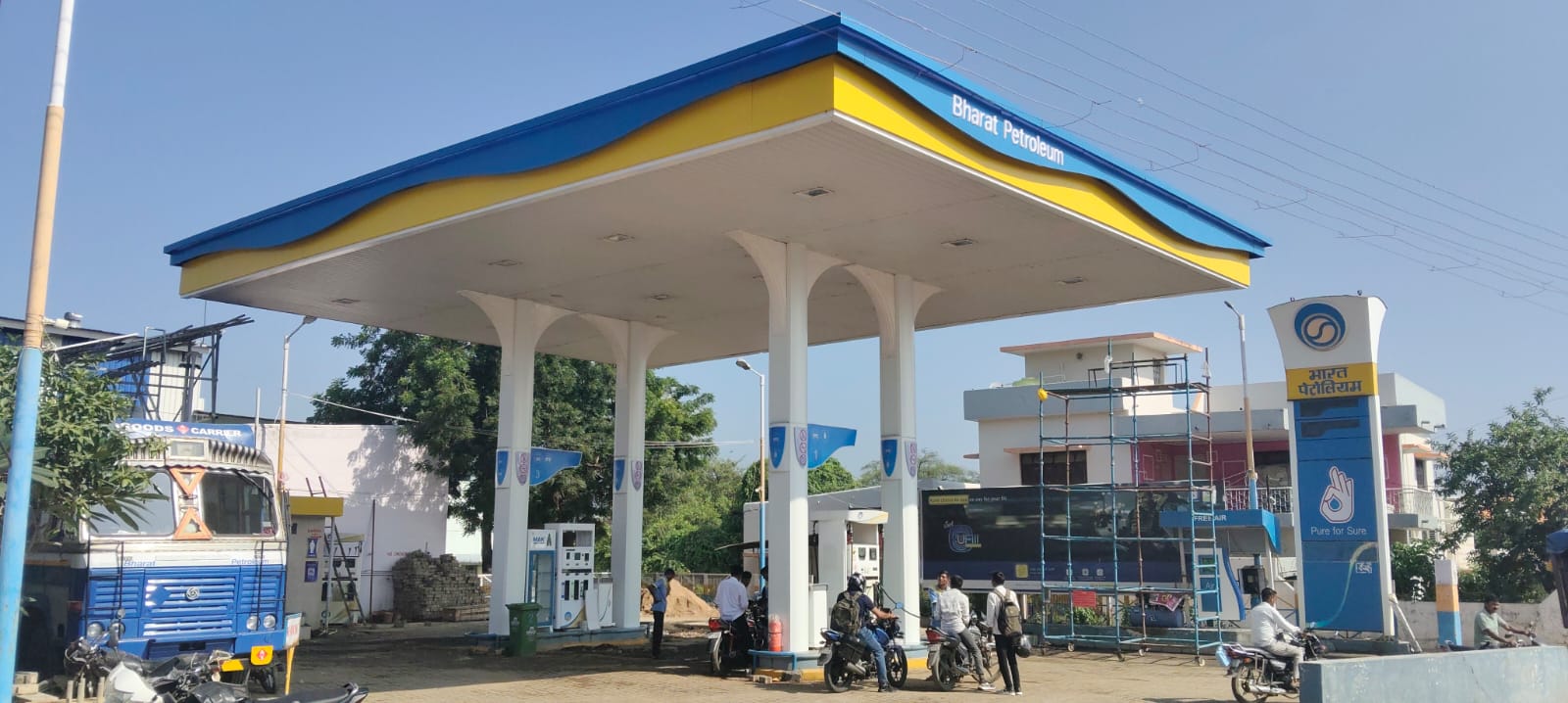 Petrol Pump Canopy Roofing application at a fuel station